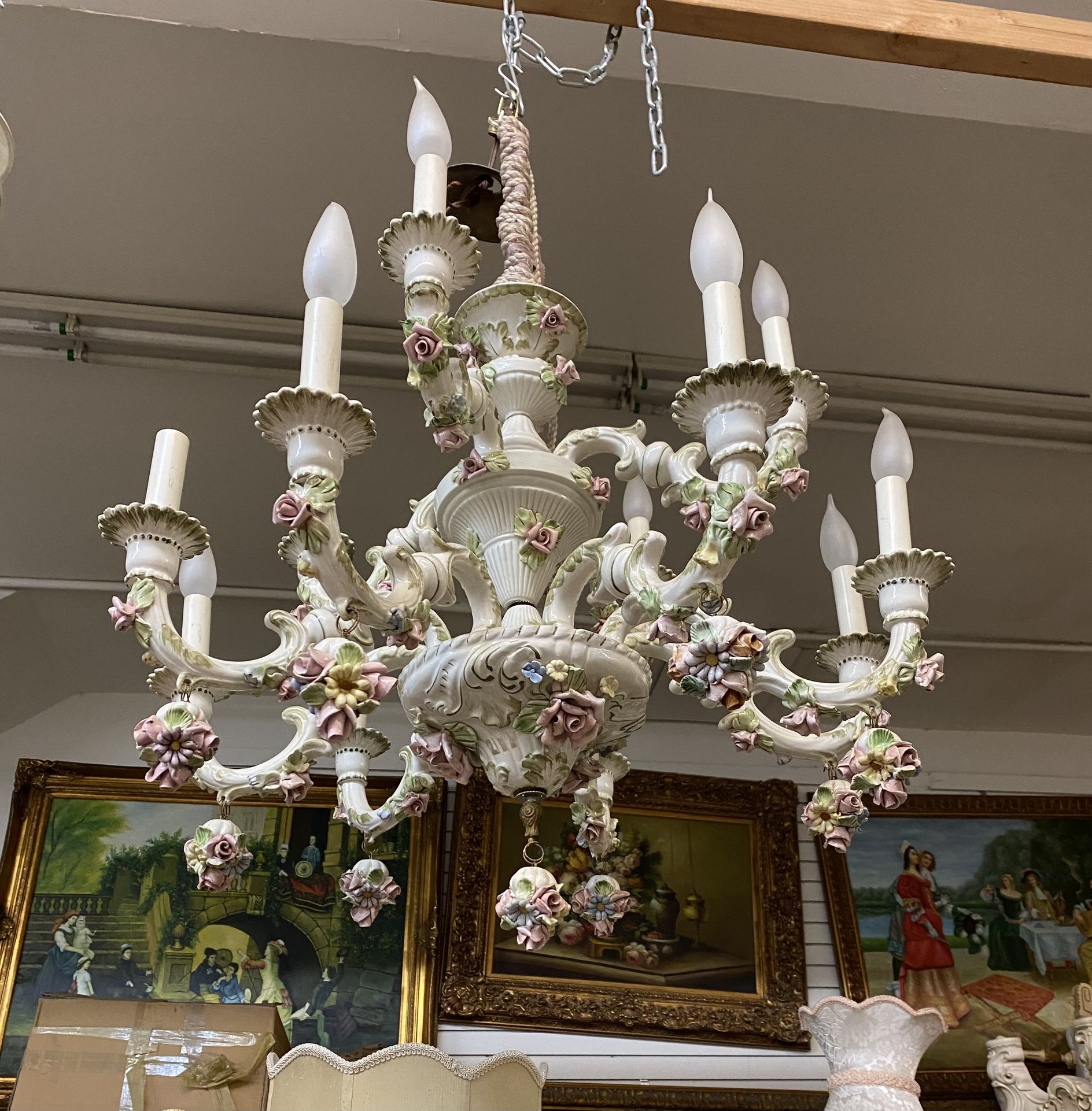 Italian Capodimonte Chandelier Italy. Price $600 Check My Other Posts