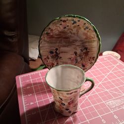 VINTAGE ORIENTAL TEA CUP & SAUCER SET UNSIGNED 