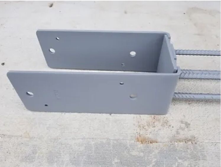 NEW! Wet Set Bracket (6x6 Post) - Steel Bracket with Rebar