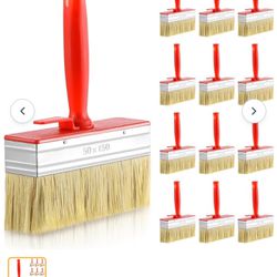 12 Pcs 6 Inch Deck Brush and Sealer Block Paint Brushes on Wood Shed and Fence for Walls, Dusting, Masonry, Wood Deck and Fence Stain Applicator
