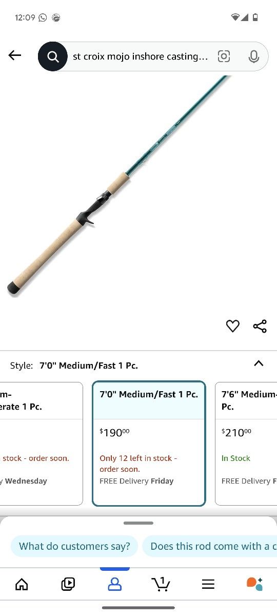 st croix mojo inshore casting rod, 7'0 Medium/Fast Brand New