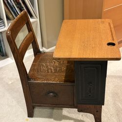 Antique Vintage Wooden Student Desk