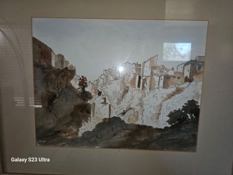 Framed Watercolor Landscape Painting