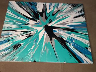 Abstract acrylic painting- "Teal's Steal"