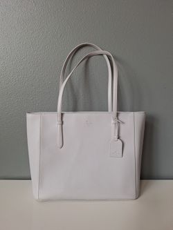 Kate Spade Gray Saffiano Leather Tote Bag Minimalist Work Laptop Bag