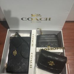 Coach Black 3 Pc Wristlet Set