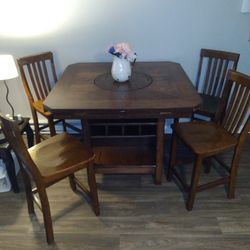Heavy Wooden Table With 4 Chairs