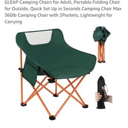 Camping Chairs for Adult, Portable Folding Chair for Outside, Quick Set Up in Seconds Camping Chair Max 360lb Camping Chair with 2Pockets, Lightweight