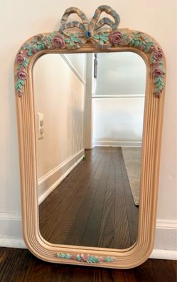 Vintage Homco Floral Bow Accent Wall Mounted Mirror