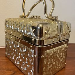 Rare Retro Borsa Bella Italian Gold Metallic Box Purse Handbag