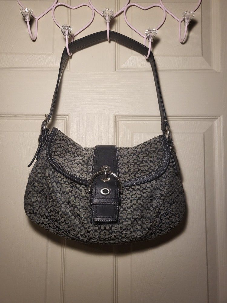 Coach Vintage Soho Silver Black Gray Hobo Purse Y2k