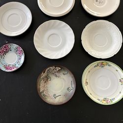 8 assorted teacup saucers: one price