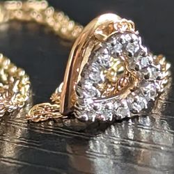 ✨14K Yellow Gold 💎💛Diamond Mini Heart Shape Pendant Necklace 👌