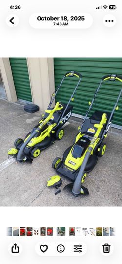 Sale !!! Ryobi 16inch 18v mower bundles w weedeater