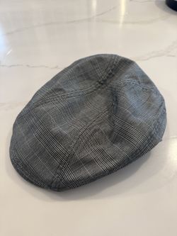 Men’s Gray Plaid Flat Cap XL
