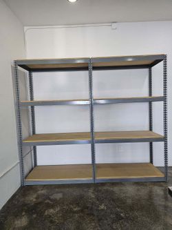 4 Tier Shelving 48 in W x 24 in D American Made Used Heavy Duty Steel Boltless Storage Rack Delivery Available