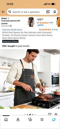 AFUN Cotton Canvas Cross Back Chef Apron