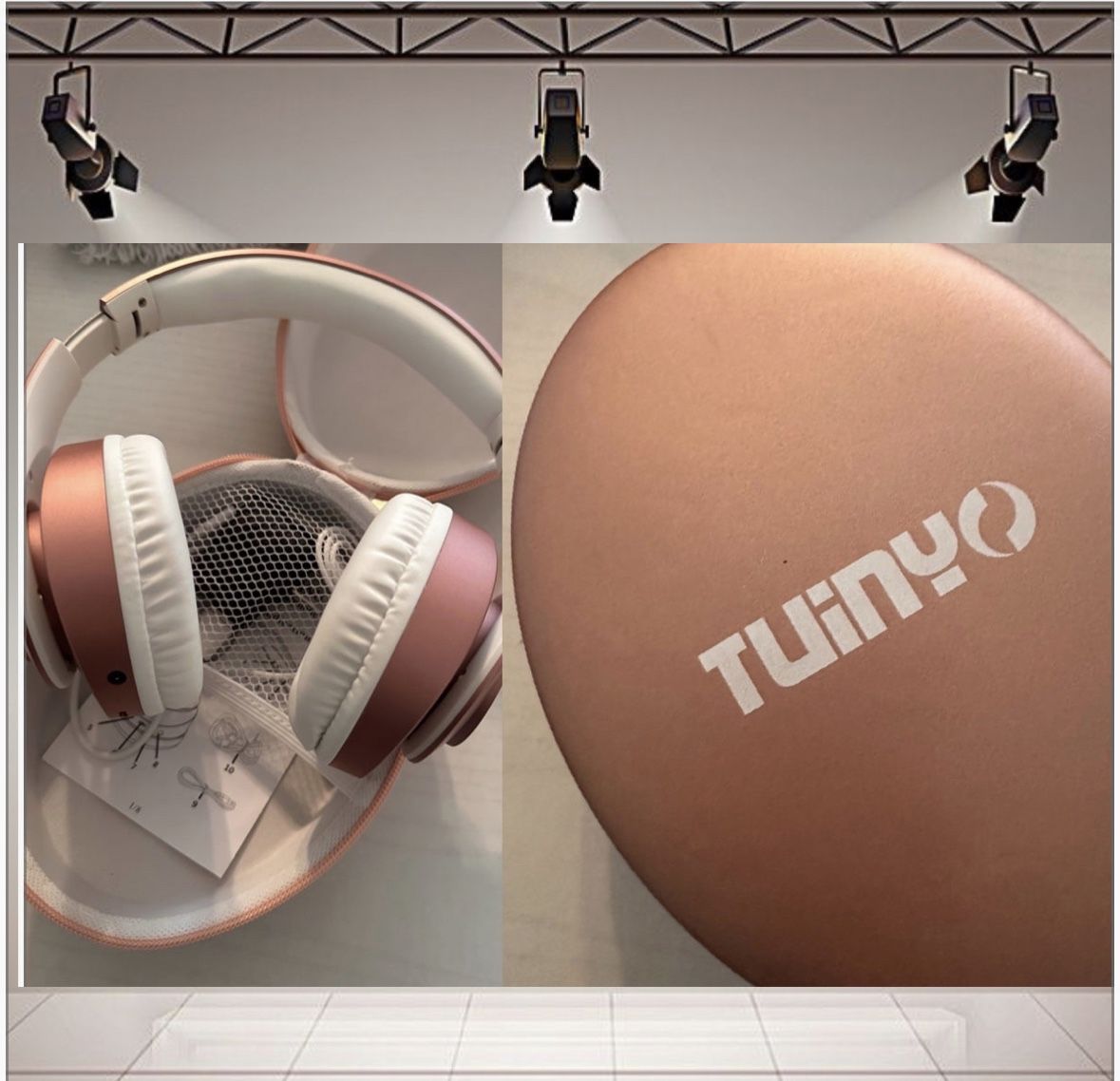 Tuinyo Wireless Over Ear Headphones With Case & Charger Rose Blush NWOT