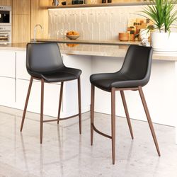 Magnus Black & Walnut Counter Stool (Set of 2)