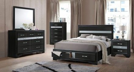 Brand new black/grey queen storage bedframe + dresser + mirror + nightstand