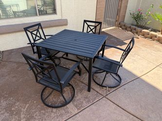 5-piece black metal outdoor patio dining set