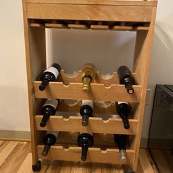 Custom Wood 15-bottle Wine Bottle & Glass Rack 