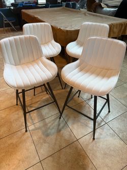 New Whiterye Velvet soft White Bar Stools Set of 4, 24 Inch Barstool Counter height