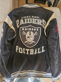 Vintage 90s Oakland Raiders Suede Leather Jacket
