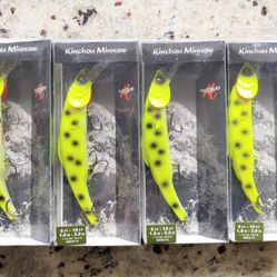 4 Packs Matzuo Kinchou Minnow Pike/Muskie Series Bait - SMCS-14 - Yellow Spots - SMCS14-YWSP - Fishing Lures - NOS - Discontinued