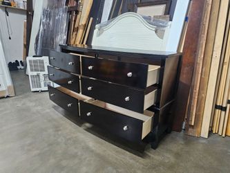 Black Wood Dresser with 7 Drawers