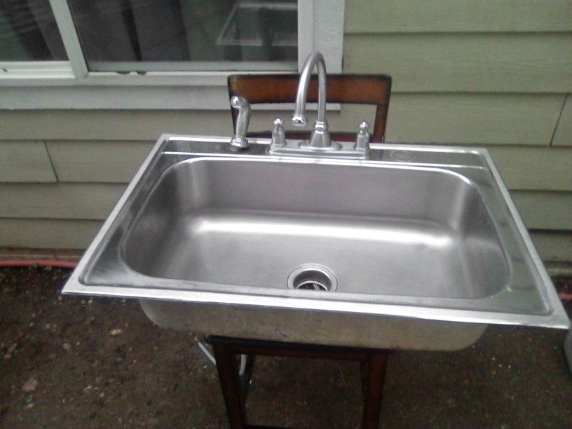 Stainless Steel Kitchen Sink with Faucet - Great for Utility/Outdoor/Bar