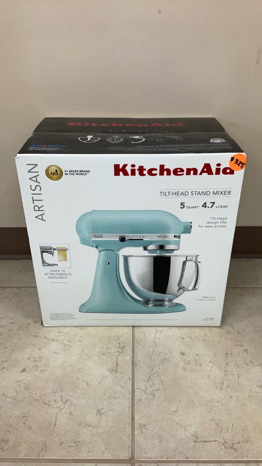 KITCHEN AID ARTISAN 5 QT TILT-HEAD STAND MIXER KSM150PSMI MINERAL WATER.