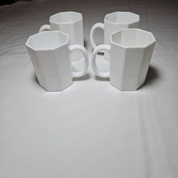 Arcoroc White Mugs Vintage Milkglass Made In France