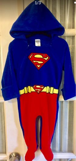 Superman Baby Fleece Hooded Footed Onesie
