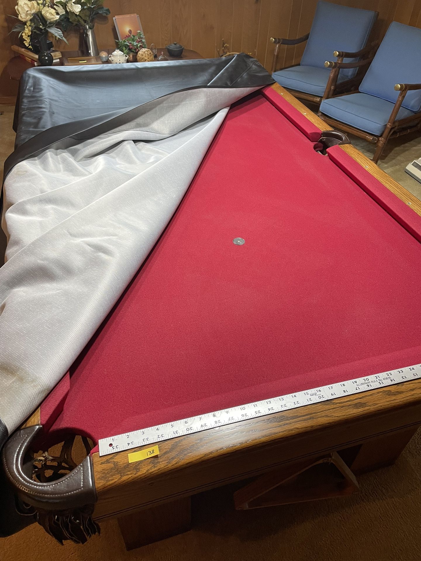 7 Ft Vintage Red Triple Slate Pool Table in Amazing Condition