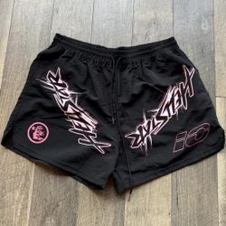 Hellstar Pink Chrome Shorts Hearts Denim Jeans Tears Small S Medium M Large L XL