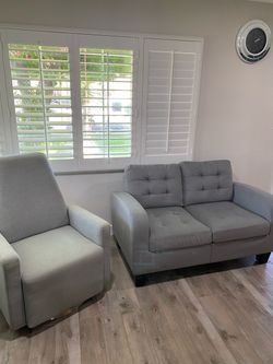 Gray Loveseat and Accent Chair Set