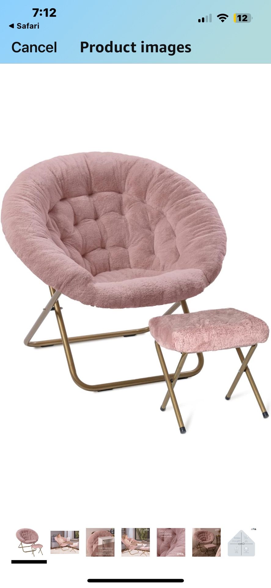 Milliard Cozy Chair with Footrest Ottoman/Faux Fur Saucer Chair for Bedroom