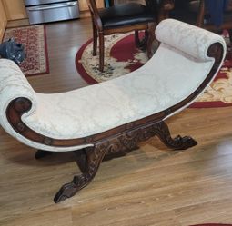 Ornate Victorian Style Upholstered Bench