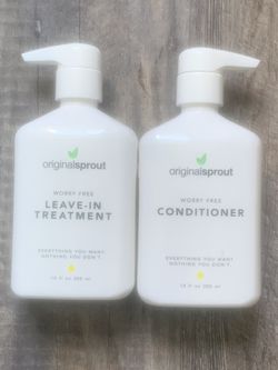 set of Original Sprout Worry Free Conditioner and leave-in treatment 10 oz each