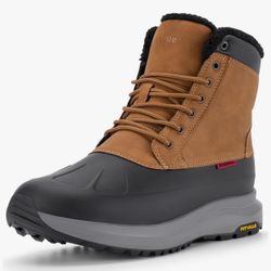 FitVille Size 13 Men Wide Winter Boots Waterproof Insulated Duck Snow Boots Outdoor Hiking Mid Calf Boots Slip Resistance Warm Fur Liner High-top Shoe