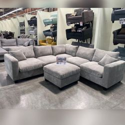 Corduroy Sectional Sofa With Ottoman 