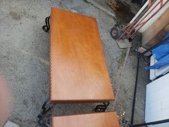 Coffee Table And 2 End Table With Iron Legs $180 PICK UP ONLY!