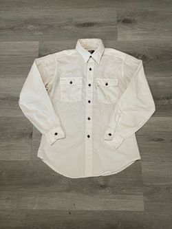 Vintage 1970s Levi’s Men’s Big E White Work Button Up Longsleeve Shirt