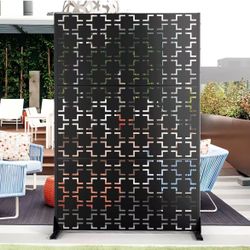 Outdoor Privacy Screen,72" H×47" W Metal Privacy Screen, Freestanding Privacy Fence Panels for Patio