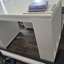 3 Pc White Desk (Bookshelves on Sides)