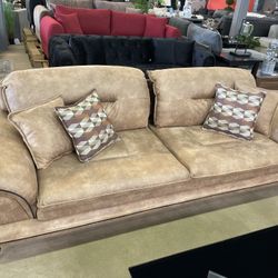 Valery Beige Faux Leather Sofa