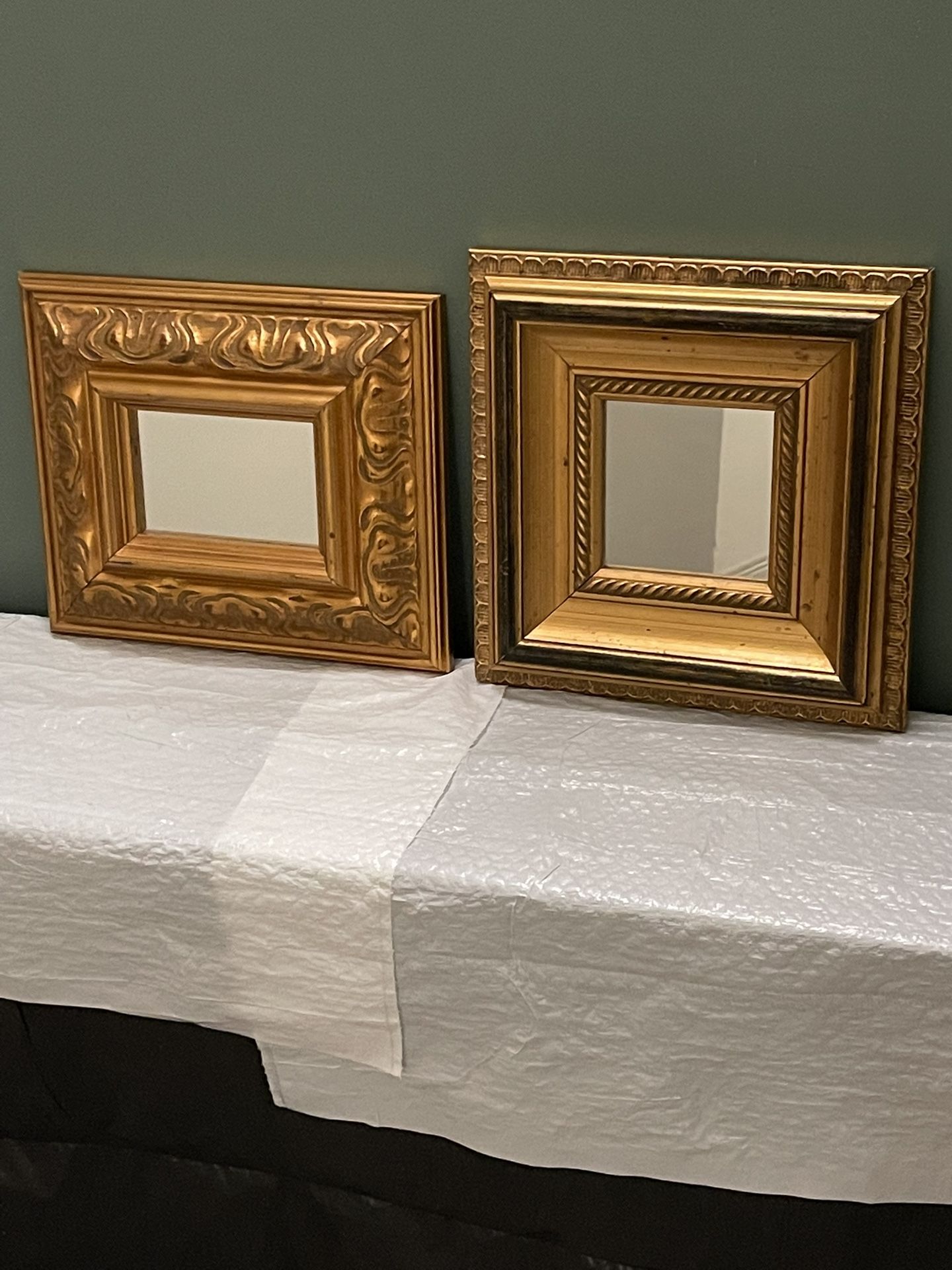 Small, Ornate, Gold-Painted Wood-Framed Mirror WALL ART - posted price EACH is firm.