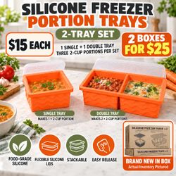 Silicone Freezer Portion Trays 2-Tray Set (2 Boxes for 25)