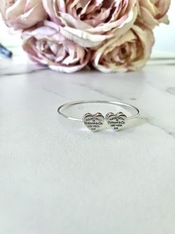 Double Heart bracelet Cuff In Silver 925